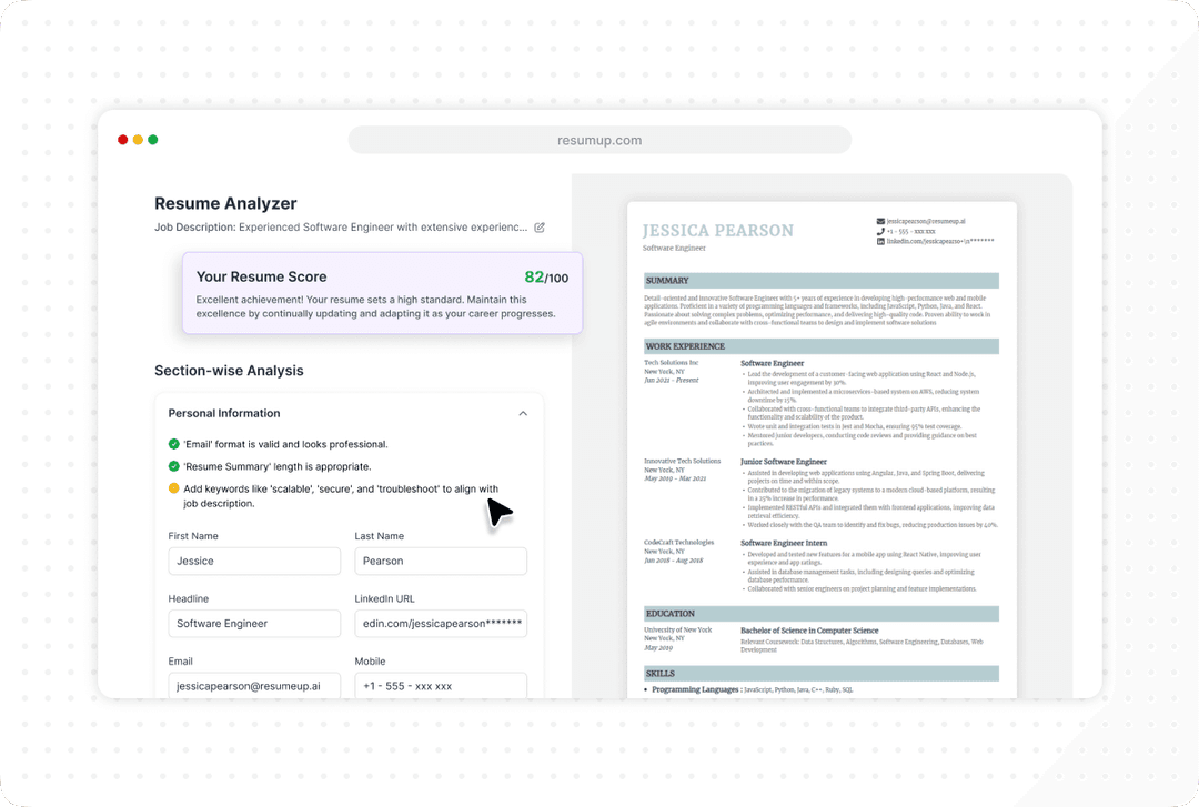 Ats resume checker free resume score ats score checker